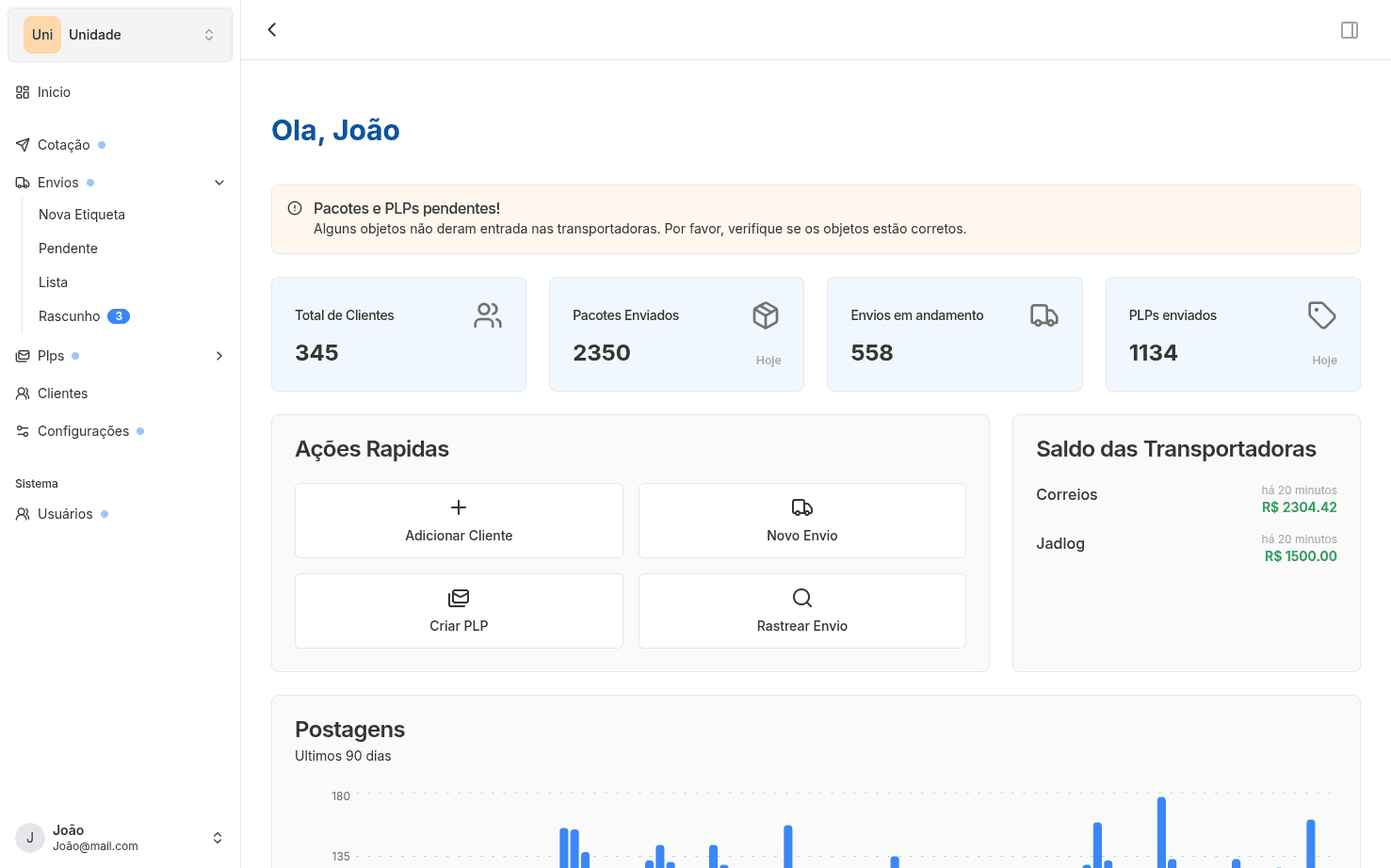 FluxoFrete Dashboard